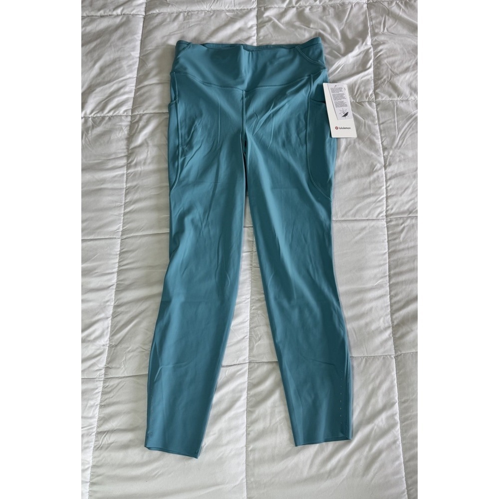 New Lululemon Size 10 Leggings Fast Free HR Tight 25" Washed Blue 40+ UV $128